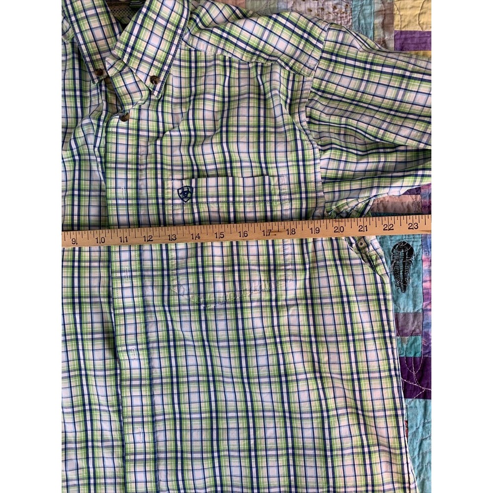 Ariat Pro Series Mens Size Medium Button Front Long Sleeve Shirt Plaid - Picture 8 of 11